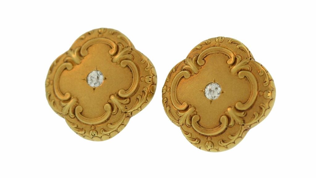 19th Century French 18K brushed gold cufflinks (3/4