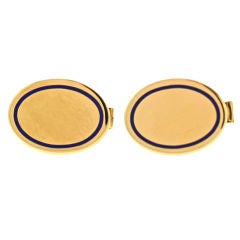Vintage Oval Blue Enameled Cufflinks