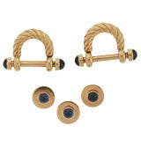Cabochon Sapphire Cufflinks and Stud Set