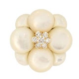 Van Cleef & Arpels Mother of Pearl and Diamond Flower Brooch