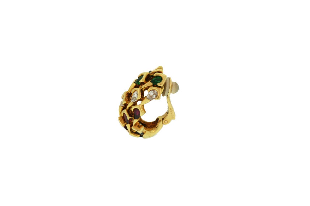 MAUBOUSSIN, Paris Emerald, Ruby, Sapphire and Diamond Earrings
