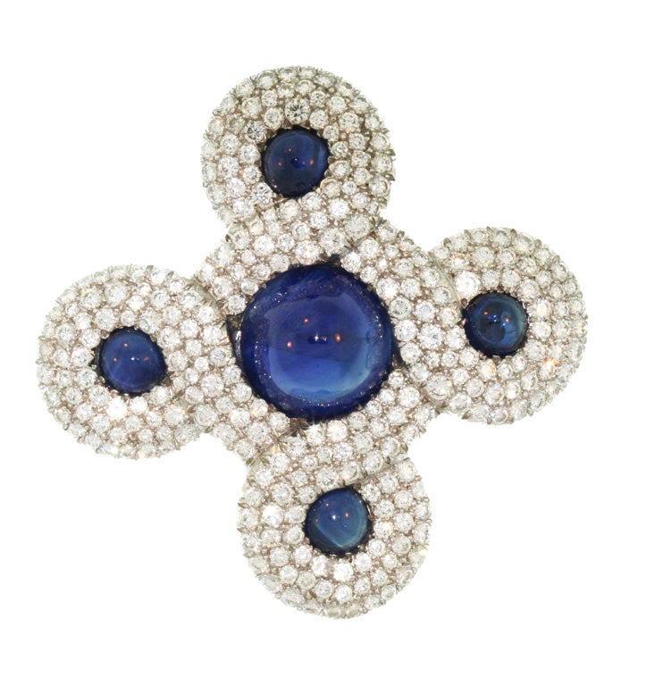 Chanel Brooch With Cabochon Sapphires and Diamonds