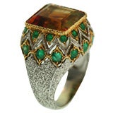 Buccellati citrine and emerald ring