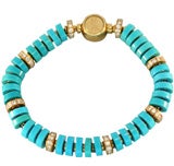 Turquoise Disc and Diamond Bracelet by Garrard Crown Jewelers