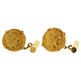 Rare Ancient  Greek Empire gold coin cufflinks by Cartier Paris