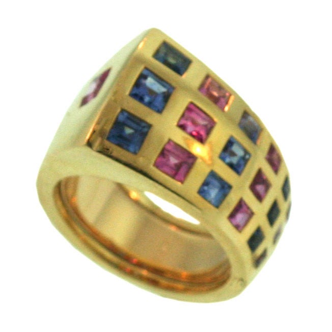 CHANEL BYZANTINE Gold and Sapphire Ring For Sale