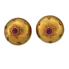 Buccellati Gold Ruby "Pomegranate'' Earclips