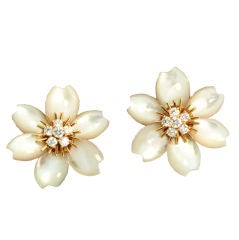 Van Cleef & Arpels "Rose de Noel" Mother of Pearl Earclips