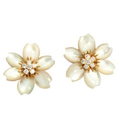 Van Cleef & Arpels "Rose de Noel" Mother of Pearl Earclips