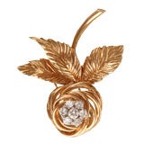 VAN CLEEF & ARPELS Gold and Diamond Rose Pin