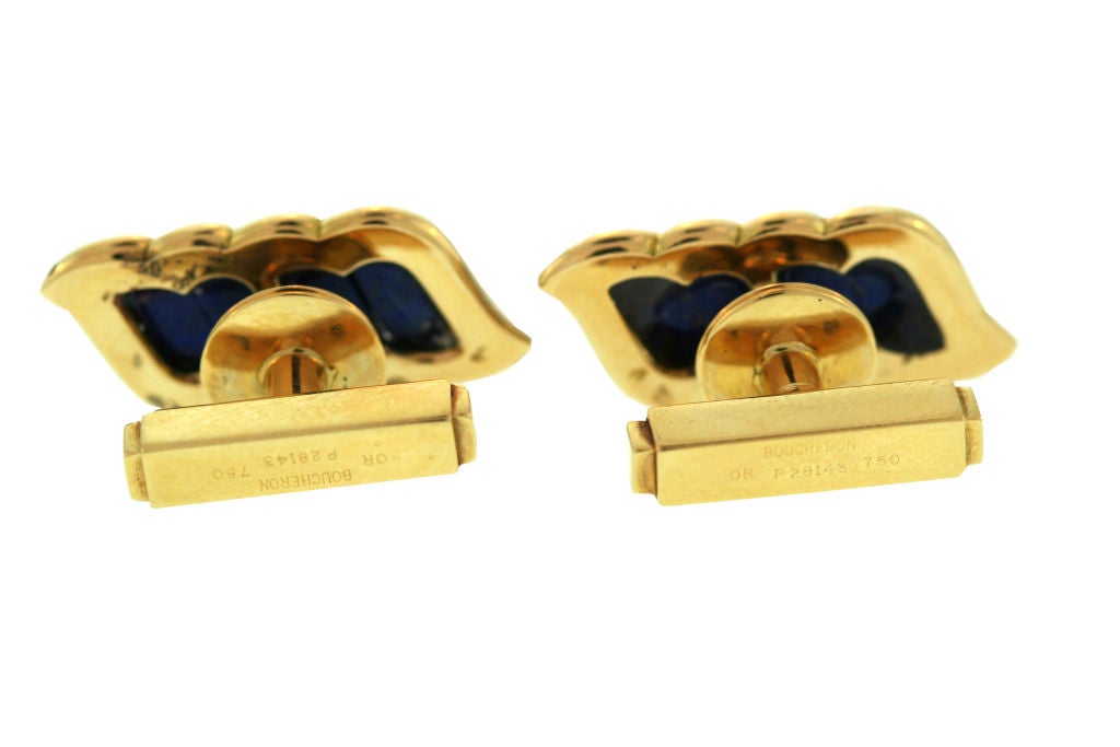 BOUCHERON Paris Gold and Lapis Cufflinks