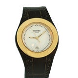 Hermes, Paris 18K Yellow Gold and Stainless Wrist Watch