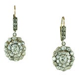 Antique 18k Pink Gold Diamond Cluster Earrings