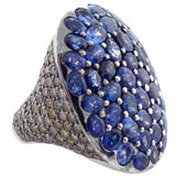 Vintage "Salavetti" 18K White Gold w/ Blue Sapphire & Diamonds