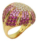 Retro Pink Saphire and Diamond Ring in 18k Yellow Gold "Damiani"