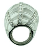 David Webb Quartz Crystal & Diamond Dome Ring in 18K White Gold