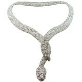 Snake Motif Diamond 
Platinum Handmade Necklace
