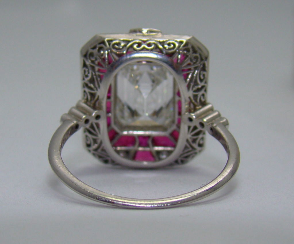 Diamond & Ruby Art Deco Style Ring in Platinum 1