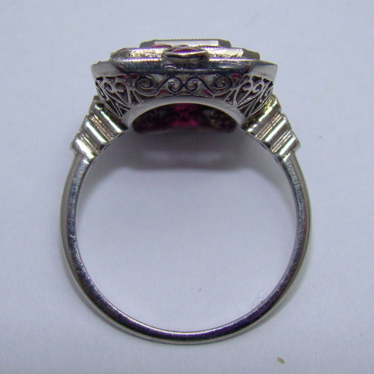Diamond & Ruby Art Deco Style Ring in Platinum 2