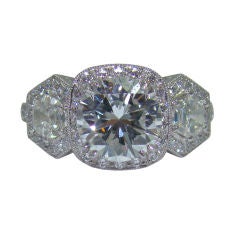 Estate Handmade 3 Stone Diamond ring in Platinum