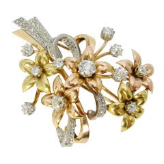 Vintage Platinum, Rose Gold & Yellow Gold w/ Rose-Cut Diamonds