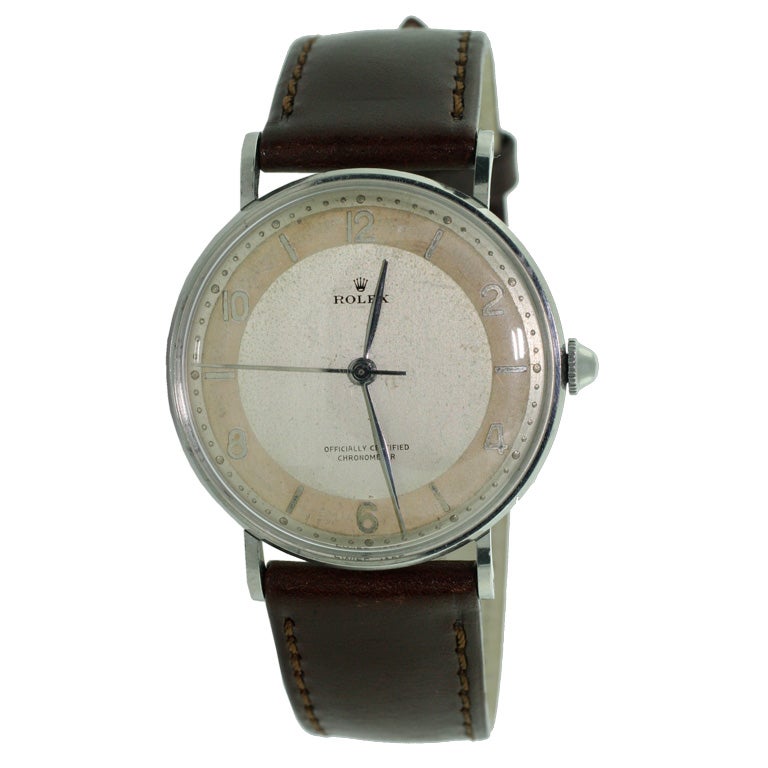 Rolex Vintage Stainless Steel Dress Watch "Bull's-Eye" Dial