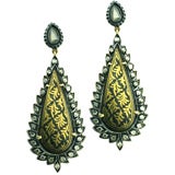Victorian Gold & Silver Earrings Diamonds & Enamel