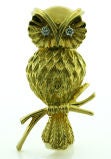 Vintage Tiffany & Co 18K Yellow Gold Owl Broach