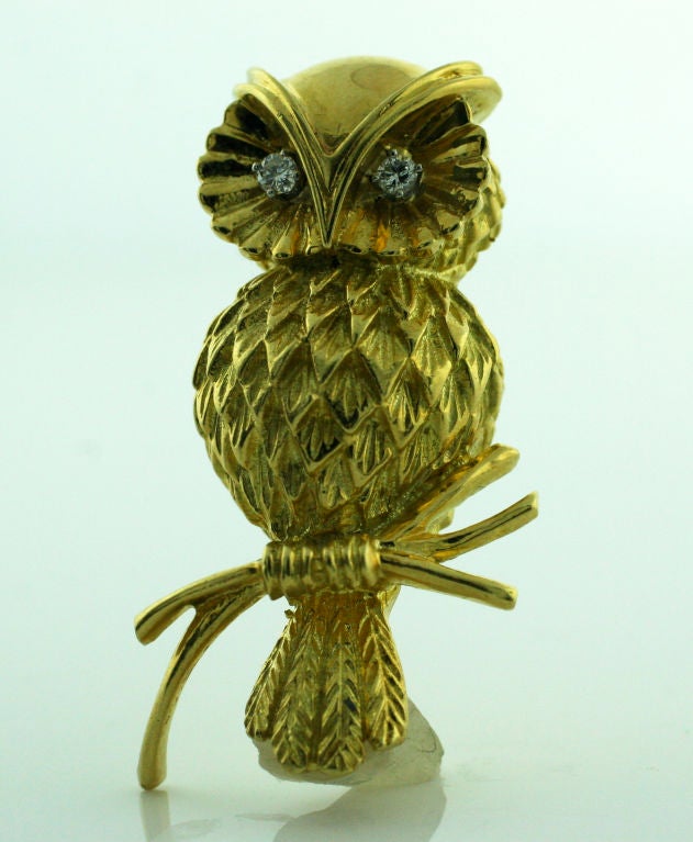 Tiffany & Co 18K Yellow Gold Owl Broach 1