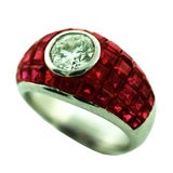 Diamond and Ruby Ring in Platinum