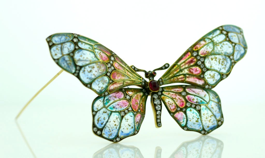 Women's Plique-à-jour Enamel Butterfly Brooch