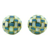 "Tiffany & Co" Mother-of-Pearl and Opal Earrings set in 18K YG