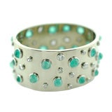 Diamond & Emerald 18K White Gold Cuff Bracelet
