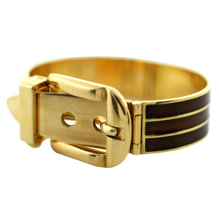 Gucci Bracelet 18K Yellow Gold & Enamel Shades of Brown