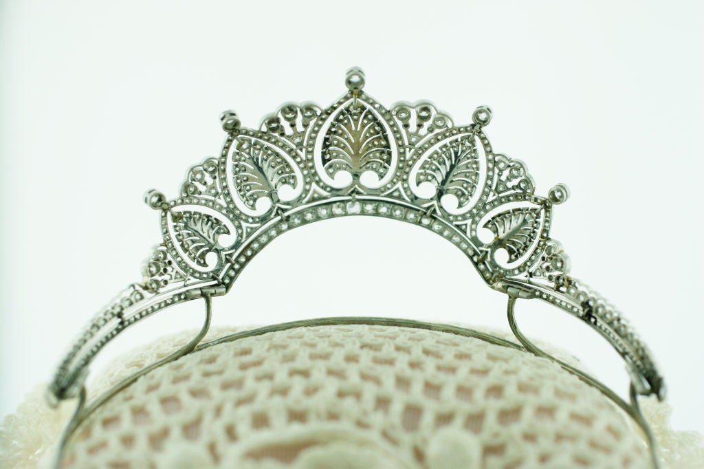 Handmade Platinum estate Tiara containing approximately 4.85 carats of beautifully matched Rose Cut Diamonds.  Just add some beautiful antique lace or tulle and like magic you or your loved one would be the most beautiful bride in the World!  <br