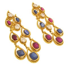 Red, white and blue Chandelier Earrings