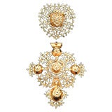 18 kt Gold French Wedding Cross and heart