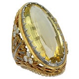 Buccellati Gold, Diamond and Beryl Ring
