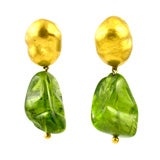 24KT Handmade Gold Bead and Peridot Bead Earrings