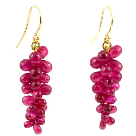 18Kt Gold and Ruby Briolette Earrings