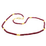 Ruby and 24KT Handmade Gold Bead Necklace