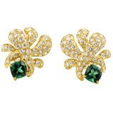 18KT Gold, Diamond and Tourmaline Earrings 18KT Gold, Diamond and Tourmaline Earrings