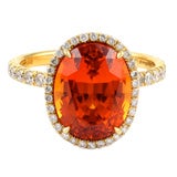 18KT Gold, Diamond and Mandarin Garnet Ring