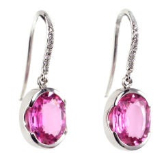 Platinum, Diamond and Pink Sapphire Earrings