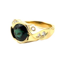 18 KT Gold, Diamond and Tourmaline Ring 18 KT Gold, Diamond and Tourmaline Ring