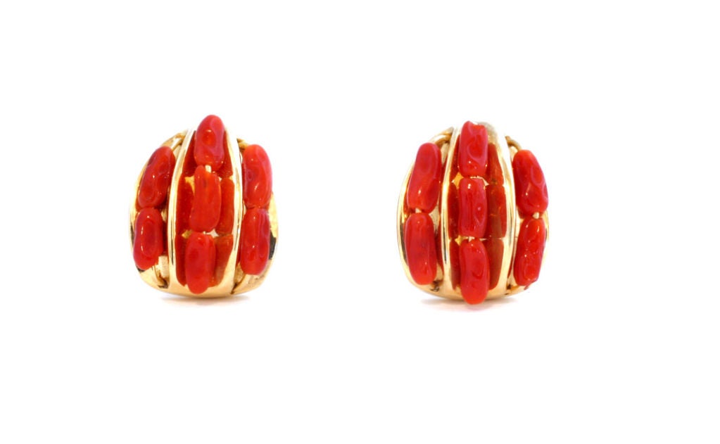 18KT Gold and Coral Earrings