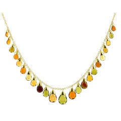 18Kt Gold and Tourmaline Drop Necklace