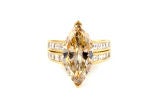 18Kt Gold and  Flawless Natural Color Marquise Diamond Ring