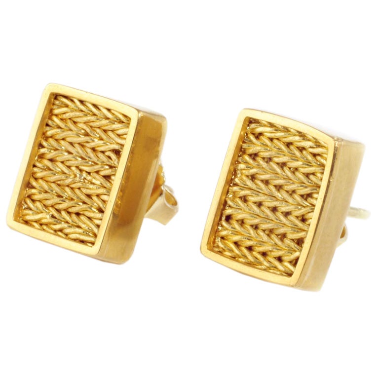 Julius Cohen Handwoven 22 Karat Gold Earrings