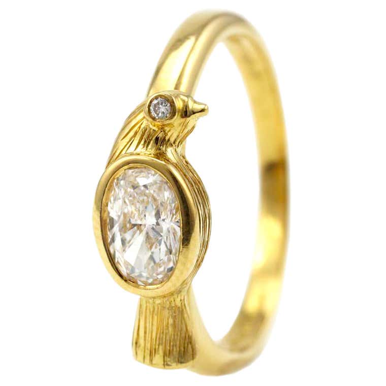 Large Bird Rings Diamond Gold Bird Ring at 1stDibs